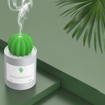 UK PLUS Usb Cool Mist Humidifier With Night Light, Mini Size Cactus Humidifier For Bedroom Home Office Car 280Ml 50Ml/H With Timed Auto Shutdown(Night Light)
