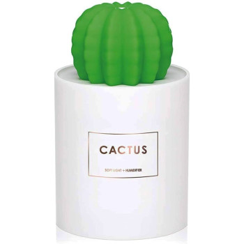 UK PLUS Usb Cool Mist Humidifier With Night Light, Mini Size Cactus Humidifier For Bedroom Home Office Car 280Ml 50Ml/H With Timed Auto Shutdown(Night Light)
