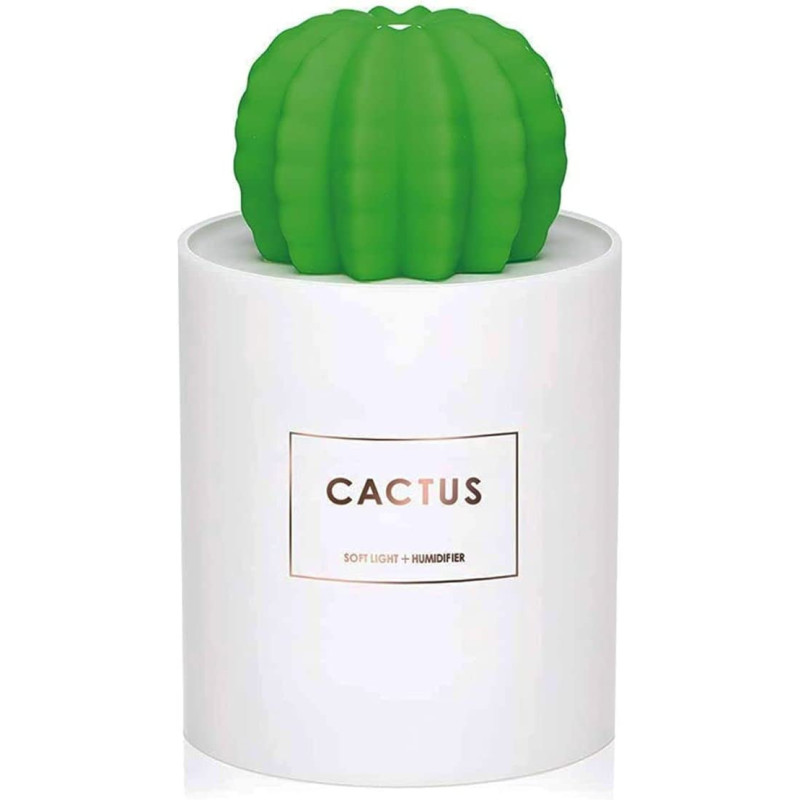 UK PLUS Usb Cool Mist Humidifier With Night Light, Mini Size Cactus Humidifier For Bedroom Home Office Car 280Ml 50Ml/H With Timed Auto Shutdown(Night Light)