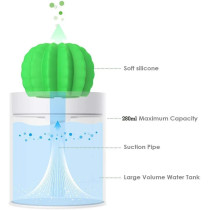 UK PLUS Usb Cool Mist Humidifier With Night Light, Mini Size Cactus Humidifier For Bedroom Home Office Car 280Ml 50Ml/H With Timed Auto Shutdown(Night Light)