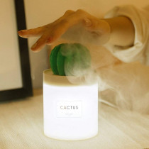 UK PLUS Usb Cool Mist Humidifier With Night Light, Mini Size Cactus Humidifier For Bedroom Home Office Car 280Ml 50Ml/H With Timed Auto Shutdown(Night Light)