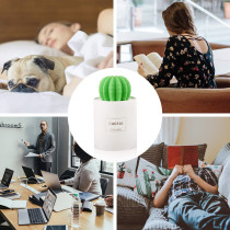 UK PLUS Usb Cool Mist Humidifier With Night Light, Mini Size Cactus Humidifier For Bedroom Home Office Car 280Ml 50Ml/H With Timed Auto Shutdown(Night Light)