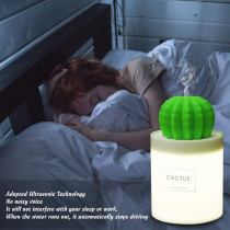 UK PLUS Usb Cool Mist Humidifier With Night Light, Mini Size Cactus Humidifier For Bedroom Home Office Car 280Ml 50Ml/H With Timed Auto Shutdown(Night Light)