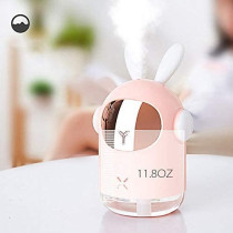 UK PLUS Space Bunny Humidifier 350Ml Cute Rabbit Ultrasonic Cool Mist Maker Aroma Air Oil Diffuser Romantic Color Led Lamp Humidificador (Pink)