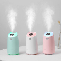 UK PLUS Mini Humidifier 280Ml Portable Hand-Held Usb Humidifier With 4-Hour Auto Shut-Off & Colorful Night Light Mute Humidification Cute Ultrasonic Cool Mist Humidifier (White)
