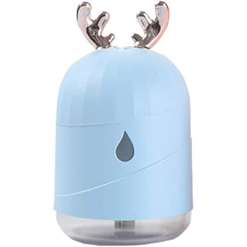 UK PLUS Cute Deer Horn Ultrasonic Cool Mist Maker Aroma Air Oil Diffuser Romantic Color LED Lamp Humidificador (Blue)
