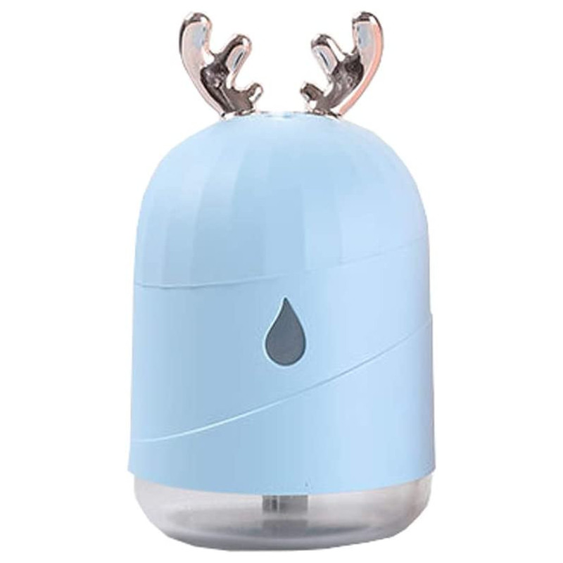 UK PLUS Cute Deer Horn Ultrasonic Cool Mist Maker Aroma Air Oil Diffuser Romantic Color LED Lamp Humidificador (Blue)