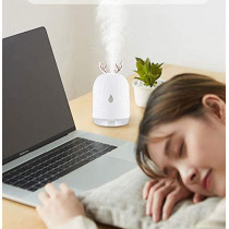 UK PLUS Cute Deer Horn Ultrasonic Cool Mist Maker Aroma Air Oil Diffuser Romantic Color LED Lamp Humidificador (Blue)