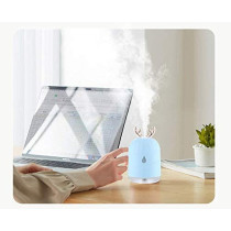 UK PLUS Cute Deer Horn Ultrasonic Cool Mist Maker Aroma Air Oil Diffuser Romantic Color LED Lamp Humidificador (Blue)