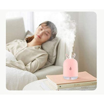 UK PLUS Cute Deer Horn Ultrasonic Cool Mist Maker Aroma Air Oil Diffuser Romantic Color LED Lamp Humidificador (Blue)