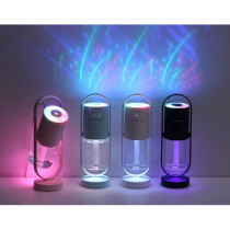 UK PLUS Mini Portable Humidifier Cool Mist, 7-Color Led Night Light Humidifiers, Auto Shut-Off, Super Quiet, Personal Humidifier For Bedroom Home Desk Office Cartoon Air Humidifier (Light Blue)