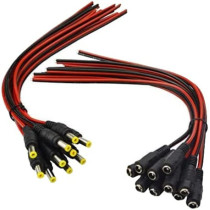 UK PLUS 10 Pairs Dc Power Pigtail Cable, 12V 5A Male & Female Connectors For Cctv Security Camera & Lighting Power Adapter (2.1Mm X 5.5 Mm, Ultra Thick)