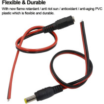 UK PLUS 10 Pairs Dc Power Pigtail Cable, 12V 5A Male & Female Connectors For Cctv Security Camera & Lighting Power Adapter (2.1Mm X 5.5 Mm, Ultra Thick)