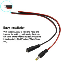 UK PLUS 10 Pairs Dc Power Pigtail Cable, 12V 5A Male & Female Connectors For Cctv Security Camera & Lighting Power Adapter (2.1Mm X 5.5 Mm, Ultra Thick)