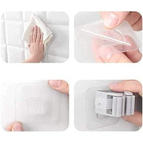 UK PLUS Mop Broom Holder Wall Mounted Organizer Self Adhesive Storage Rack Hangers (2Pcs)