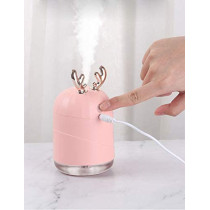 UK PLUS Cute Deer Horn Ultrasonic Cool Mist Maker Aroma Air Oil Diffuser Romantic Color Led Lamp Humidificador (Pink)