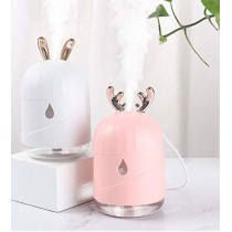 UK PLUS Cute Deer Horn Ultrasonic Cool Mist Maker Aroma Air Oil Diffuser Romantic Color Led Lamp Humidificador (White)