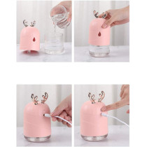 UK PLUS Cute Deer Horn Ultrasonic Cool Mist Maker Aroma Air Oil Diffuser Romantic Color Led Lamp Humidificador (White)