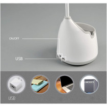 UK PLUS Led Lamp Leaves Shape Flexible Touch-Sensitive Pen Holder Reading (Grey)