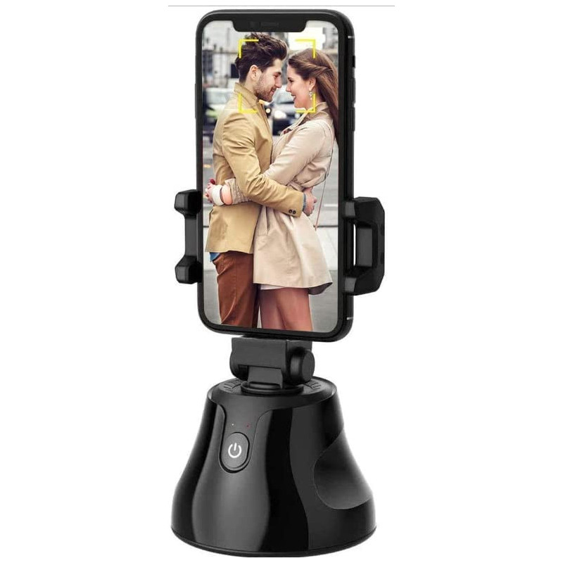 UK PLUS Selfie Stick 360°Rotation Auto Face Object Tracking Smart Shooting Camera Phone Mount, Vlog Shooting Smartphone Mount Holder With All Iphone And Android Phone (Black)