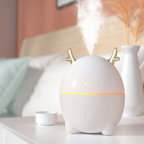Uk Plus Mini Air Humidifier, Cute Deer-Shaped Portable Humidifier, Aroma Essential Oil Diffuser Mist Maker For Home/Office/Car Use, 200Ml (White)