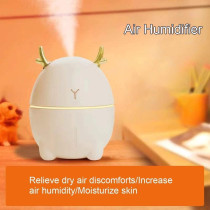 Uk Plus Mini Air Humidifier, Cute Deer-Shaped Portable Humidifier, Aroma Essential Oil Diffuser Mist Maker For Home/Office/Car Use, 200Ml (White)