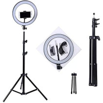 Kiaitre 10" Selfie Ring Light With 210Cm Long Tripod Stand & Cell Phone Holder - Ring Light For Iphone Android, Light Stand For Live Stream/Makeup, Youtube Video Photography(210Cm)