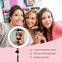 Kiaitre 10" Selfie Ring Light With 210Cm Long Tripod Stand & Cell Phone Holder - Ring Light For Iphone Android, Light Stand For Live Stream/Makeup, Youtube Video Photography(210Cm)