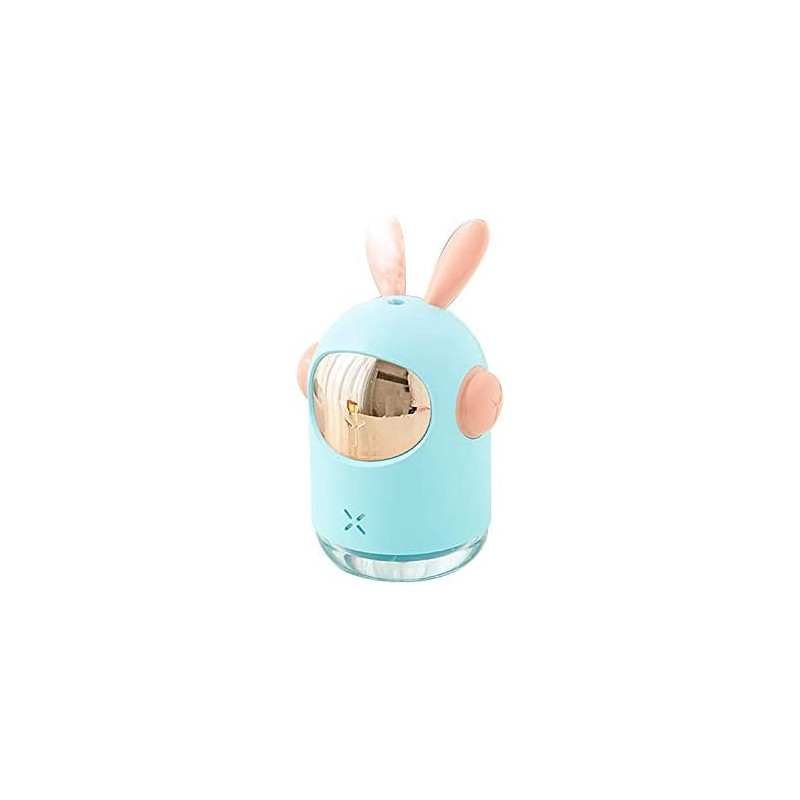 Uk Plus Space Bunny Humidifier 350Ml Cute Rabbit Ultrasonic Cool Mist Maker Aroma Air Oil Diffuser Romantic Color Led Lamp Humidificador (Blue)