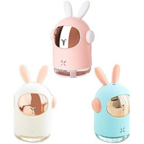 Uk Plus Space Bunny Humidifier 350Ml Cute Rabbit Ultrasonic Cool Mist Maker Aroma Air Oil Diffuser Romantic Color Led Lamp Humidificador (Blue)