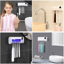UK Plus Uv Toothbrush Sanitizer, Bathroom Toothbrush Holder Wall Mounted With Sterilizer Function, 1500Mah Charging, Timing Function, Toothbrush Organizer For Ladies Baby Family