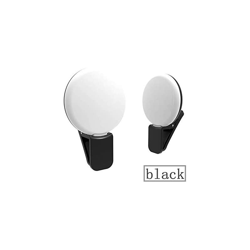 Uk Plus Selfie Ring Light,Mini Portable Pocket Ring Light For Phone Flattering Selfie Light With Rechargeable Battery. Extra 3 Level Brightness. (Black)