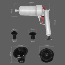 1989Candy Toilet Dredge Plug Air Power Pump Bathroom Drain Cleaner Plunger (Grey)