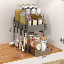 Under Sink Organizers Storage,2 Tier Pull Out Sliding Drawer Under Cabinet Organizer Bathroom Organizer Countertop With Hooks,Hanging Cup,Multi-Purpose Storage Shelf For Cabinet (Black)
