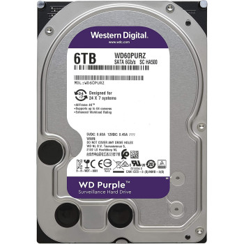 Western Digital Wd60Purz 3.5 6 Tb Surveillance Hard Drive For Cctv, Purple