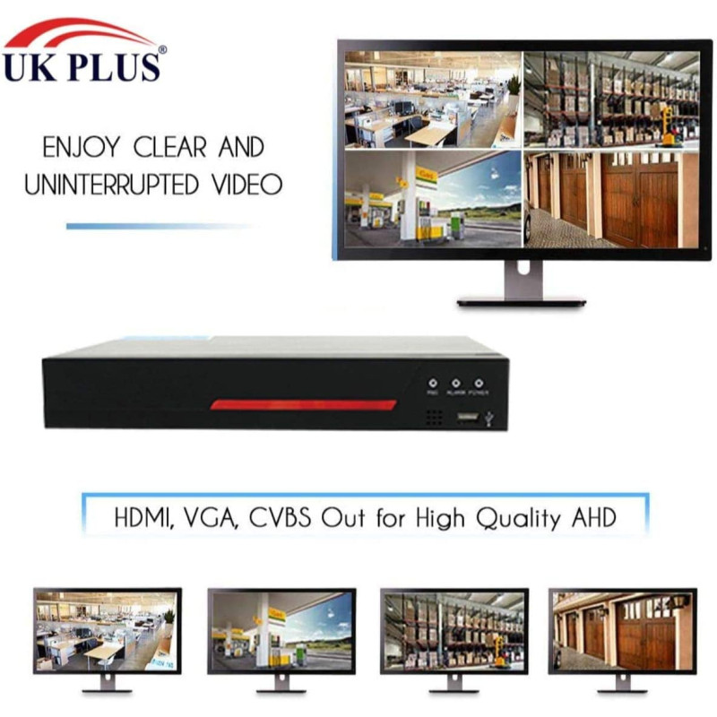 UK PLUS 1080P 8Ch Home Security Camera System, Surveillance Dvr Kit With 4 Dome Camera/Indoor Camera & 4 Bullet Camera/Outdoor Cameras