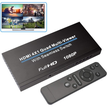 UK PLUS Hdmi Swithcer 4X1, Hdmi Quad Multi-Viewer Hdmi Switcher 1080P Hdmi Splitter Seamless Ir Control Eu 3D Support 5 Modes For Ps4/Pc/Stb/Dvd (Style 1)