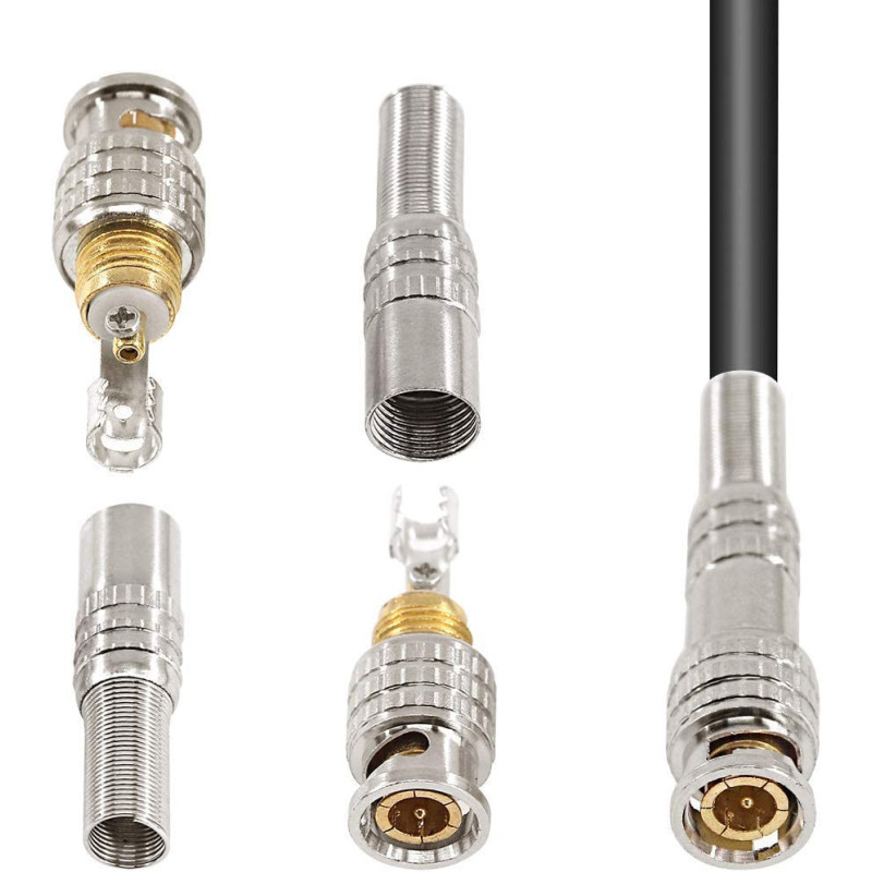 UK PLUS 15 Pack Bnc Male Coaxial Connectors Rg59 Rg6 Coaxial Terminal Gold-Plated Screw On Brass Adapter For Cctv Home Security Surveillance Camera Rg59 Rg6 Video Transmission Coax Cables