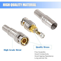 UK PLUS 15 Pack Bnc Male Coaxial Connectors Rg59 Rg6 Coaxial Terminal Gold-Plated Screw On Brass Adapter For Cctv Home Security Surveillance Camera Rg59 Rg6 Video Transmission Coax Cables