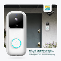 UK PLUS Smart Wireless Wifi Video Doorbell Ip53 Waterproof 1080P Full Hd Home Security Pir Doorbell Camera Real-Time Video, Two-Way Talk, Night Vision With Rechargeable Battery Ability.