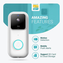 UK PLUS Smart Wireless Wifi Video Doorbell Ip53 Waterproof 1080P Full Hd Home Security Pir Doorbell Camera Real-Time Video, Two-Way Talk, Night Vision With Rechargeable Battery Ability.