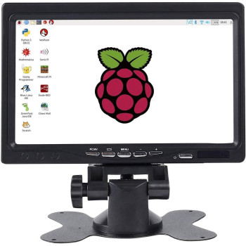 UK PLUS 7 Inch Hd Tft Lcd Screen Monitor Hdmi - 1024X600 Display Av Vga Input Built In Speaker For Raspberry Pi 4 Model B 3 Model B+ 3B Cctv Computer Pc Dvr Car