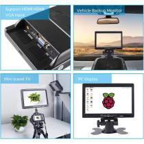 UK PLUS 7 Inch Hd Tft Lcd Screen Monitor Hdmi - 1024X600 Display Av Vga Input Built In Speaker For Raspberry Pi 4 Model B 3 Model B+ 3B Cctv Computer Pc Dvr Car