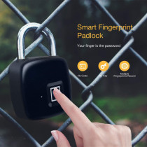 UK PLUS Uk-8013-Fl Smart Fingerprint Padlock Biometric, Waterproof Lock With Finger Print Security Touch Keyless Lock Usb Charge; 2 Years Standby Time For Gym Locker, Suitcase, Cabinet Box - Black