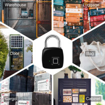 UK PLUS Uk-8013-Fl Smart Fingerprint Padlock Biometric, Waterproof Lock With Finger Print Security Touch Keyless Lock Usb Charge; 2 Years Standby Time For Gym Locker, Suitcase, Cabinet Box - Black