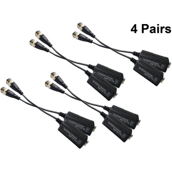 UK PLUS Upgraded 4 Pairs(8Pcs) 1080P Split Joint Mini Cctv Bnc Hd-Cvi/Tvi/Ahd Passive Video Balun Transceiver,Male Bnc To Utp Cat5/5E/6/6E Cable
