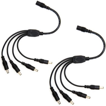 UK PLUS 2 Pack Black 1 Female To 4 Male 5.5Mm X 2.1Mm Cctv Dc Power Supply Splitter Cable