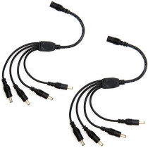 UK PLUS 2 Pack Black 1 Female To 4 Male 5.5Mm X 2.1Mm Cctv Dc Power Supply Splitter Cable