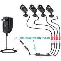 UK PLUS 2 Pack Black 1 Female To 4 Male 5.5Mm X 2.1Mm Cctv Dc Power Supply Splitter Cable