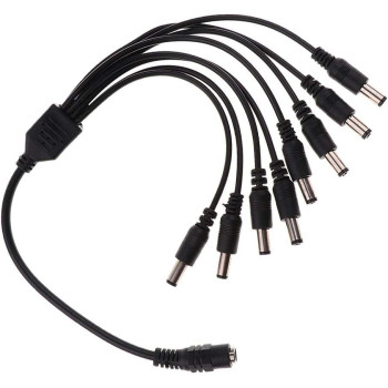 UK PLUS 2 Pack Black 1 Female To 8 Male 5.5Mm X 2.1Mm Cctv Dc Power Supply Splitter Cable
